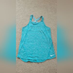 Nike Dri Fit Just Do It Tank Top Women's Size Small blue Band Logo used back str